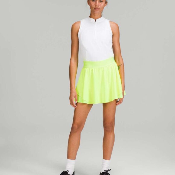 Lululemon Court Rival Perforated High-Rise Skirt *Long Highlight Yellow Size 4 - Picture 2 of 10